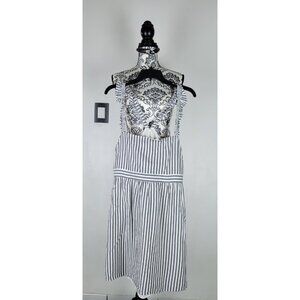 Madewell Midi Dress Size 14 Striped Sleeveless Ruffle Straps Cotton Women’s